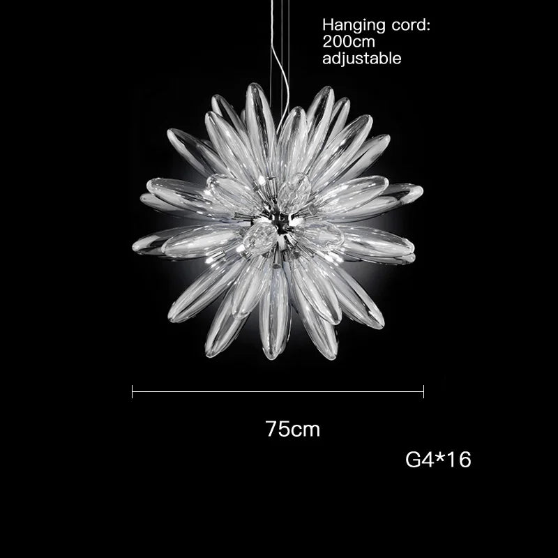lustre à led design avec abat-jour en verre élégante finition brillante