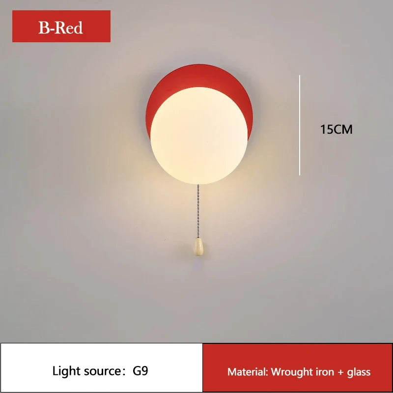 applique murale moderne à led avec interrupteur en verre pour chambre d'enfant