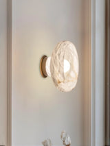 lampe de chevet en laiton et marbre flocon de neige naturel