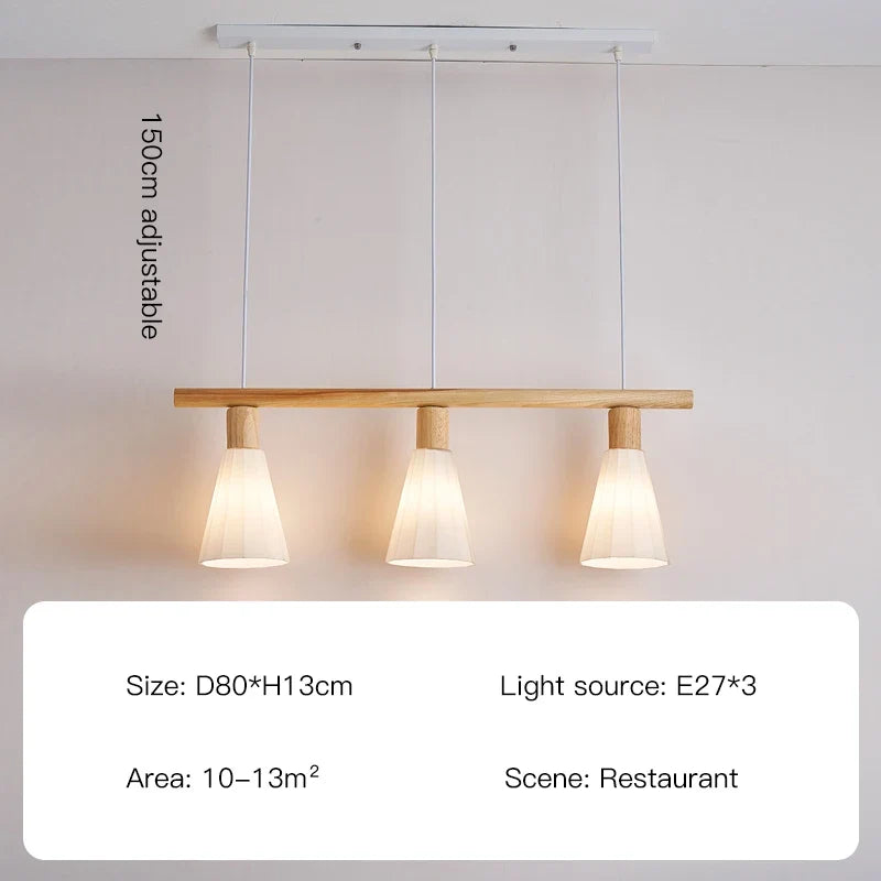 lustre nordique en bois et verre pour éclairage intérieur