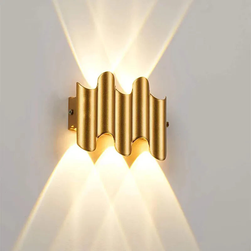 Applique murale LED lumière extérieure étanche IP65 porche jardin applique et intérieur chambre chevet décoration éclairage lampe en aluminium doré