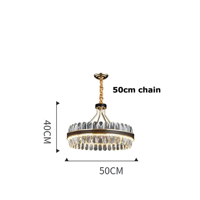 lustre moderne en cristaux éclairage rond à led
