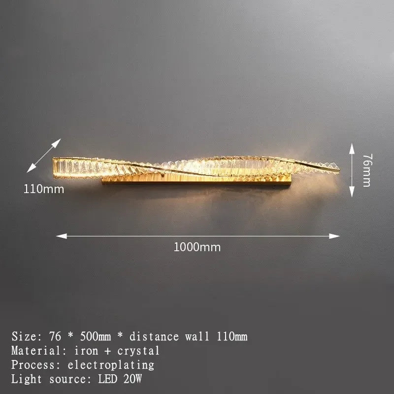 Creative and Personalized Long Crystal Light,Walkway Bedroom TV Background Wall Lamp Luxury  Simple LED Suspension Lamps