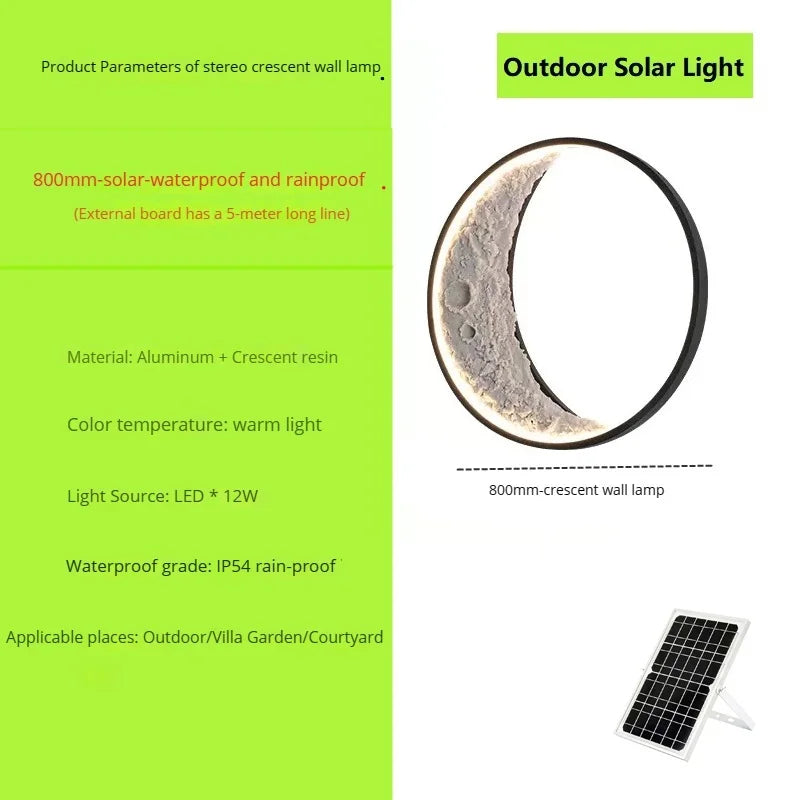 nouvelle applique murale lune led étanche moderne extérieur jardin résine