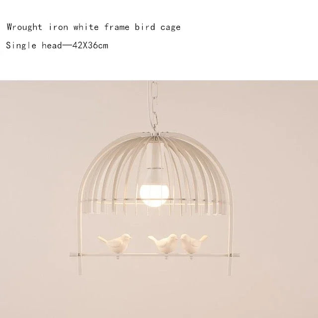 Nordic Resin Iron Bird Cage Chandelier For Dining Room Kitchen Restaurant Cafe Indoor Decoration Hanging Lamp Light Fixtures
