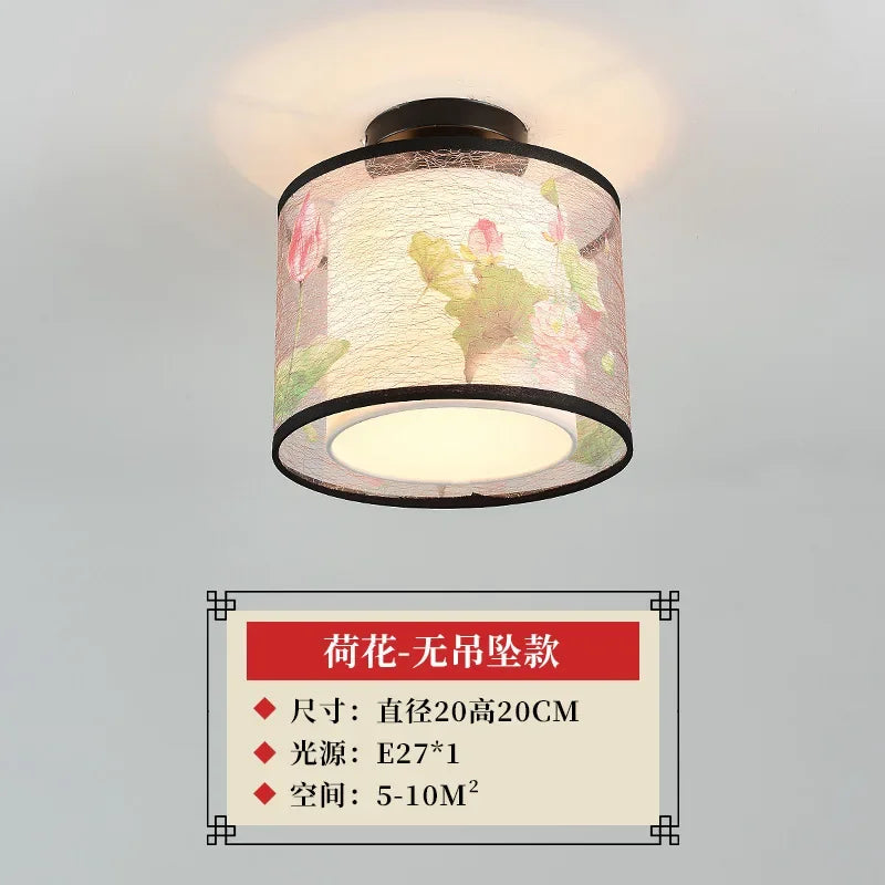 lustre chinois créatif lotus éclairage suspendu peinture décorative