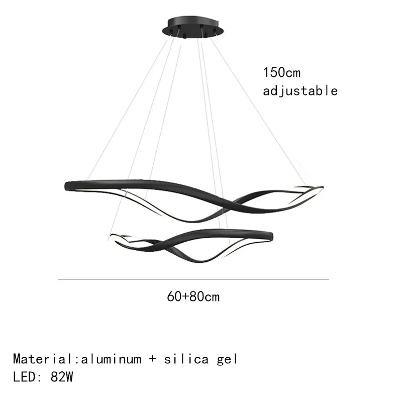 lustre led moderne aluminium anneau irrégulier simple réglable