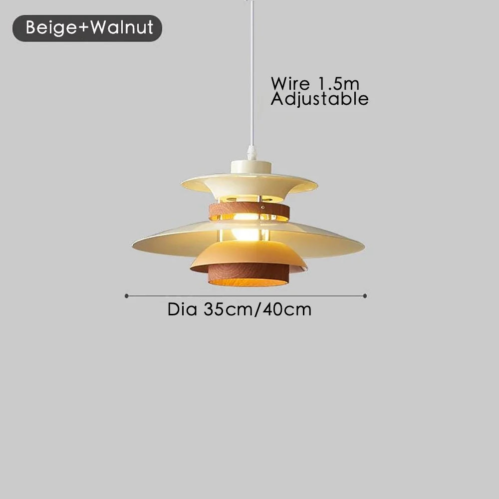 lustre design danois led rétro noyer lampe suspendue