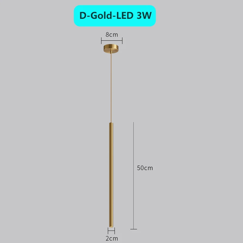 suspension moderne à tube long en led pour décoration intérieure luxe
