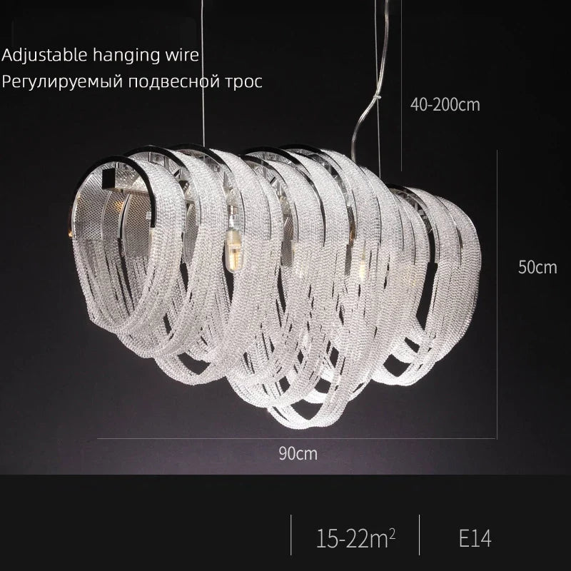 lustre nordique moderne en cristal avec led et glands