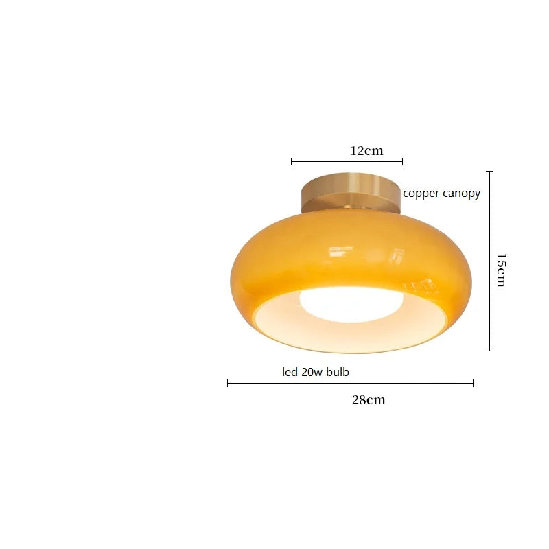 Suspension bauhaus LED en verre et métal doré