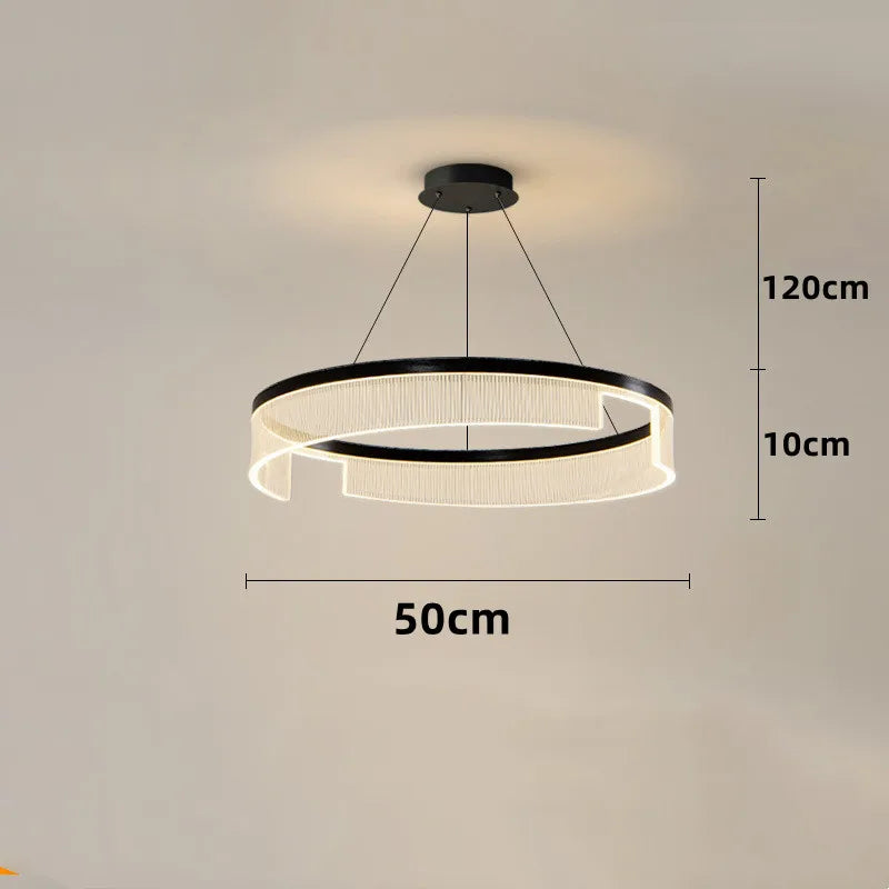 lustre à led circulaire en aluminium et acrylique pour intérieur décoratif