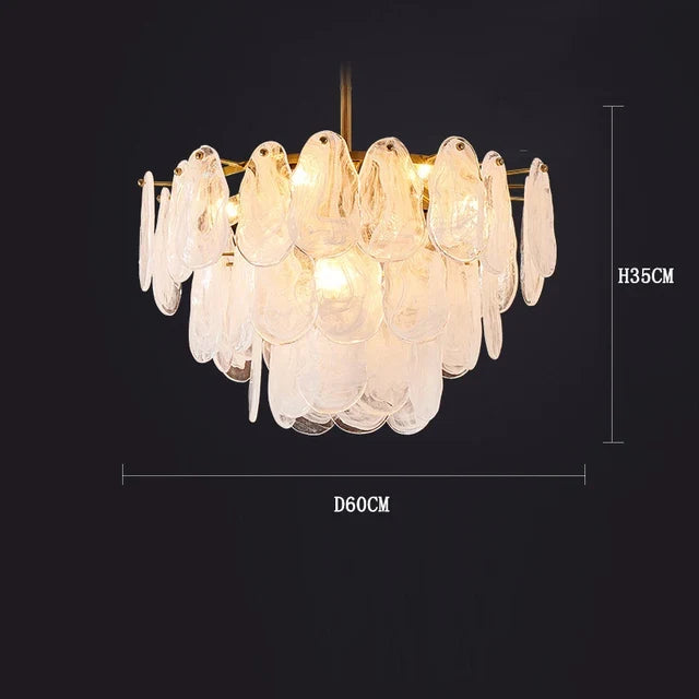 lustre moderne en verre givré doré design suspendu décoratif