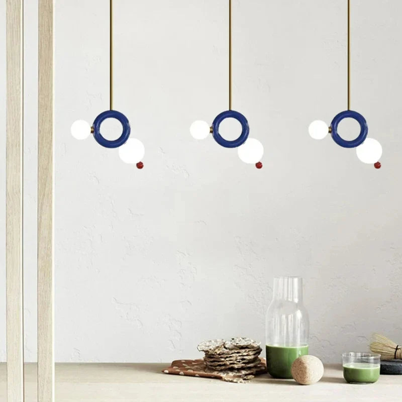 suspension anneau métallique art déco pour