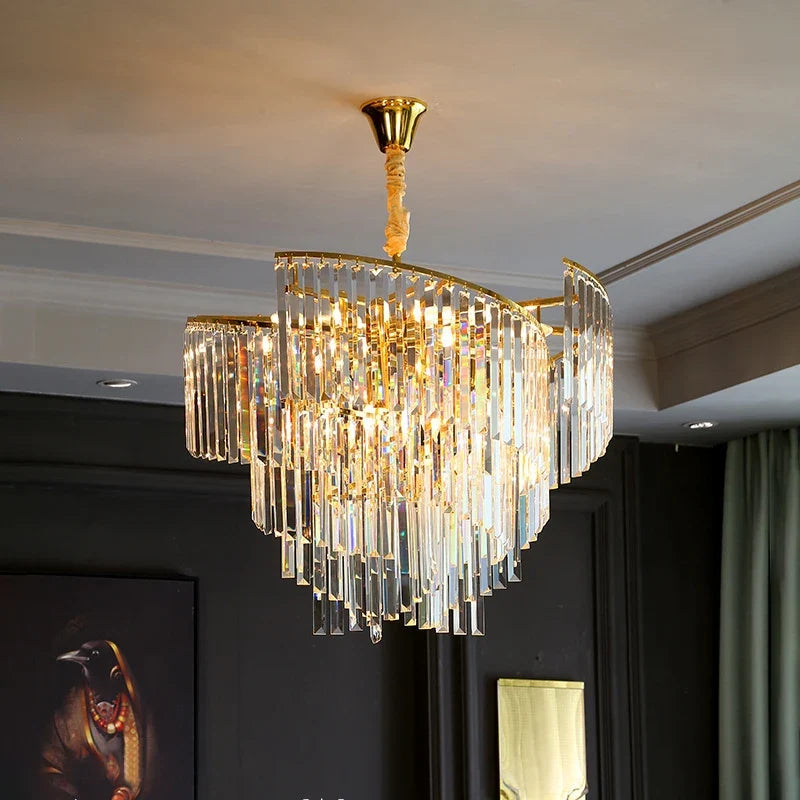 lustre en cristal de luxe spirale postmoderne décoratif