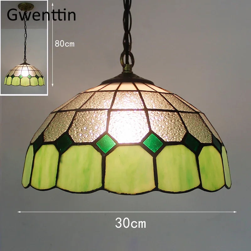 suspension en verre teinté style tiffany pour décoration intérieure