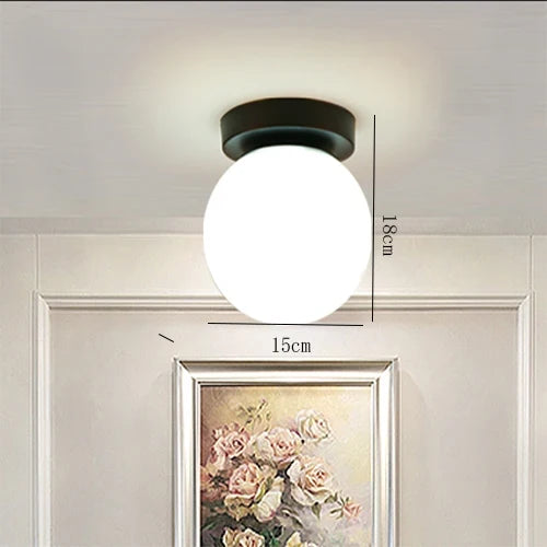 Nordique Simple moderne rond boule de verre plafonnier salon éclairage couloir plafonnier chambre lampe lumière LED