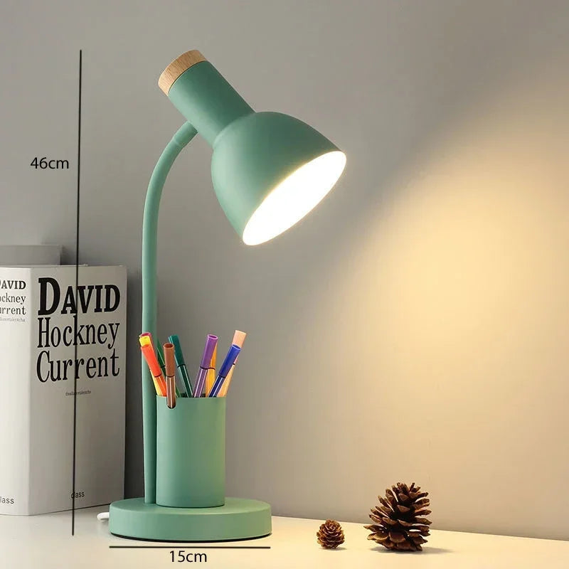 lampe de bureau créative nordique avec porte-stylo led décoratif