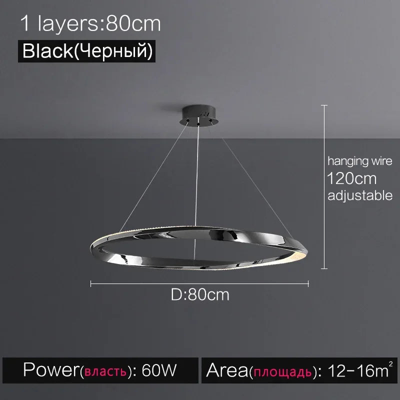 Living room lamps light luxury lamps modern minimalist atmosphere minimalist circle combination hall Italian ring chandelier