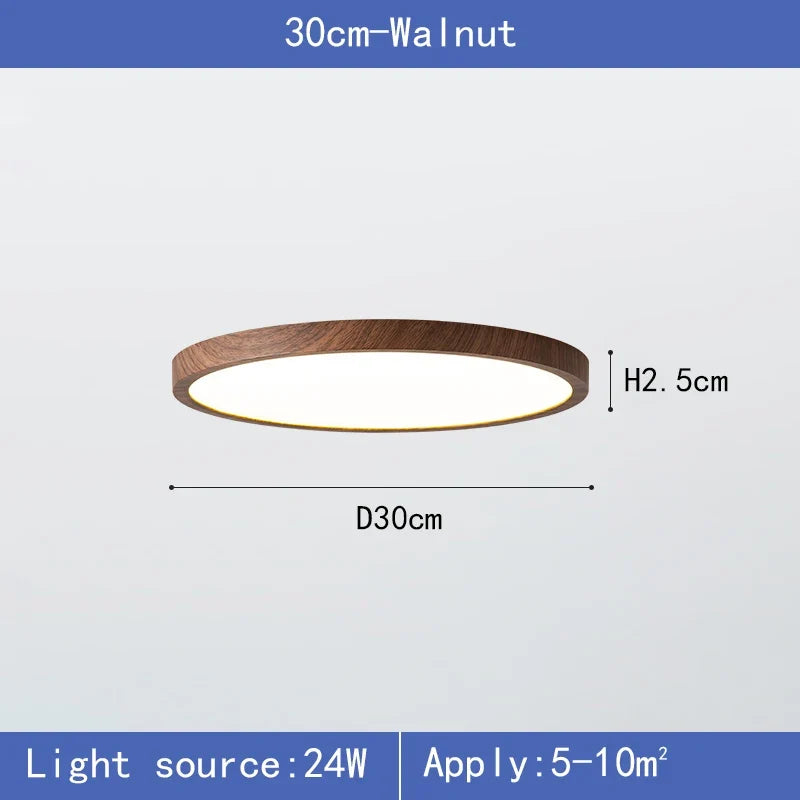 plafonnier led ultra-mince circulaire grain de bois 3 tons lumière