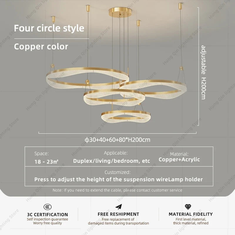 lustre moderne à led pour décoration intérieure élégante et contemporaine