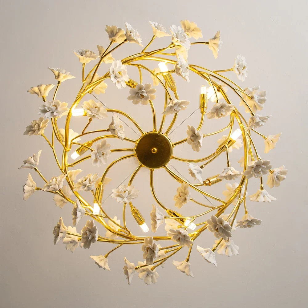 lustre en céramique à fleurs françaises pour décoration romantique