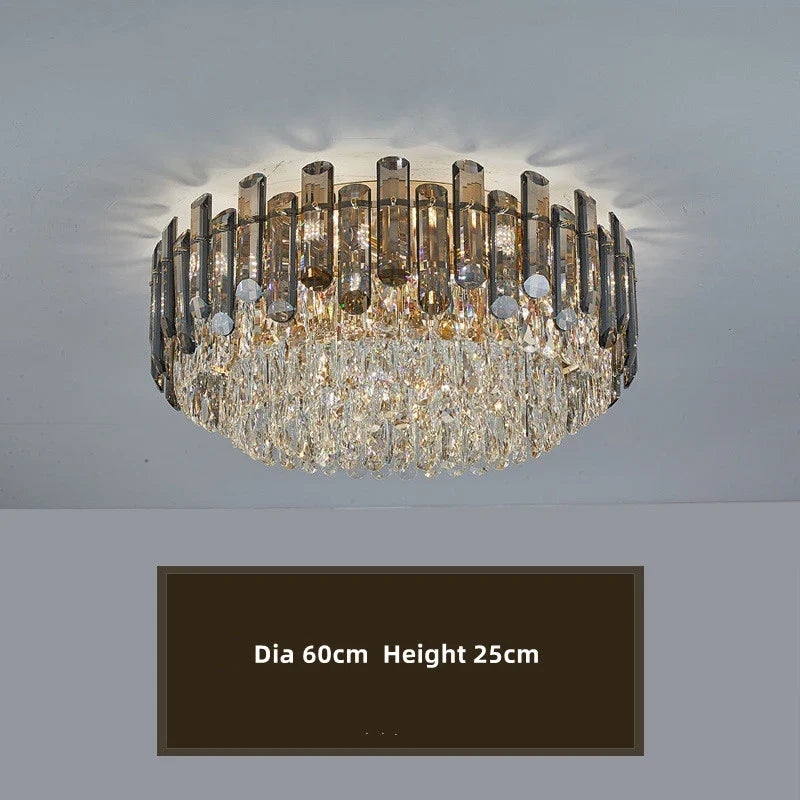 plafonnier moderne en cristal avec abat-jour rectangulaire élégant