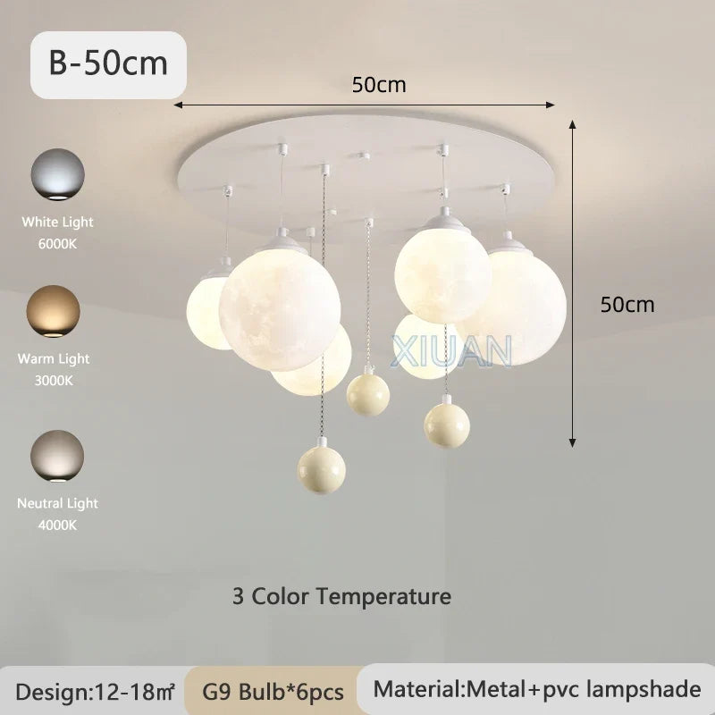 lustre design 3d led lune boule ronde suspension intérieur