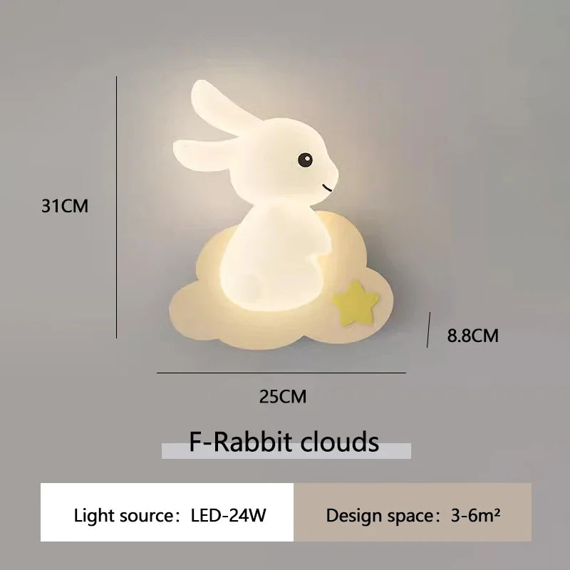 Applique murale de lapin mignon LED lampe de chambre d'enfant moderne Simple chaud chambre de bébé pépinière petite fille garçon chambre chevet appliques murales