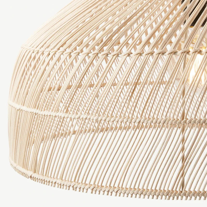 lustre en rotin style asiatique vintage avec led suspendue