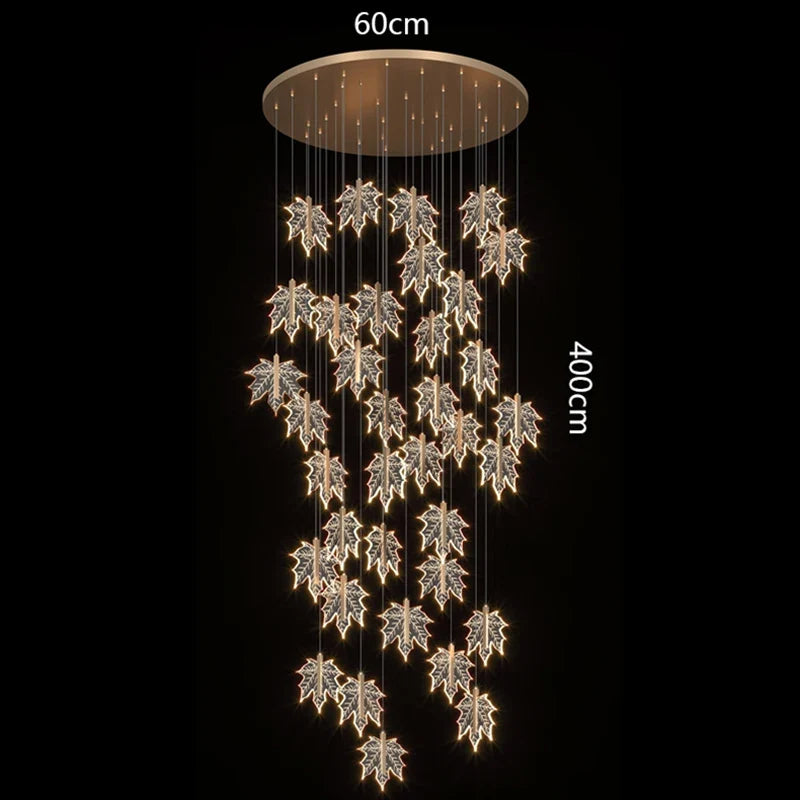 Modern Luxury Villa Maple Leaf Acrylic Chandelier Living Room, Hotel Lobby, Attic, Restaurant Light Luxury Decorative Chandelier