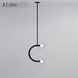 Nordic Creative U-shaped Line Art Led Chandelier Suitable for Corridor Bedroom, Bar and Loft Decoration Industrial Hanging Lamps