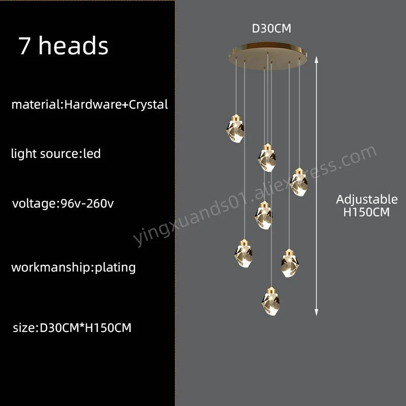 lustre en cristal nordique style loft pour intérieur moderne