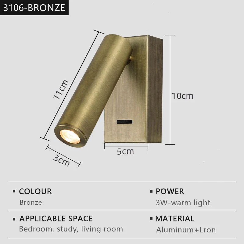 Applique murale led moderne réglable rotative pour lecture