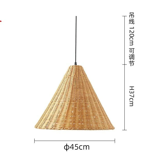 Suspension conique zen en rotin de bambou