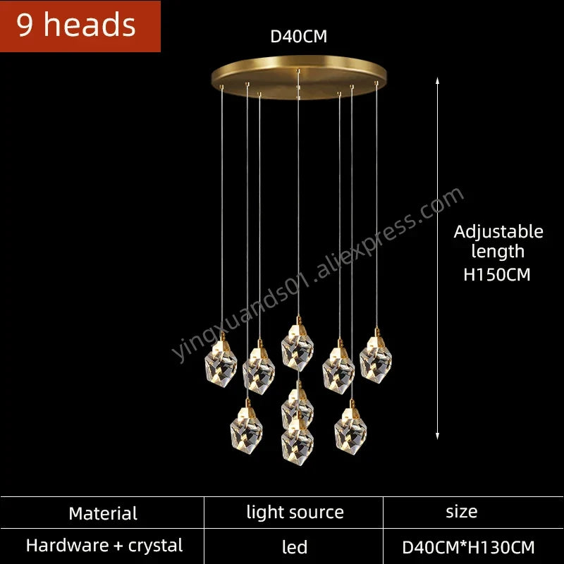 lustre en cristal suspendu pour un éclairage élégant et moderne