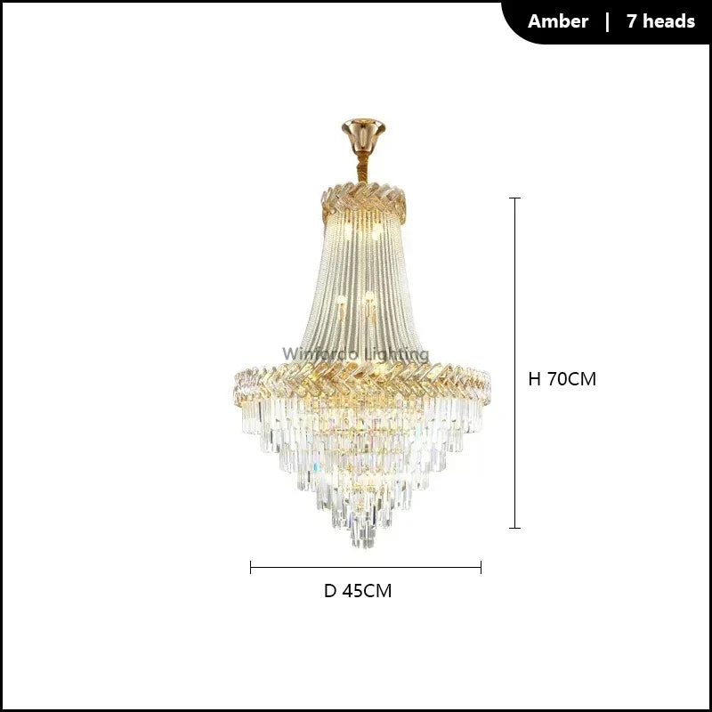 lustre led en cristal design moderne pour villa duplex