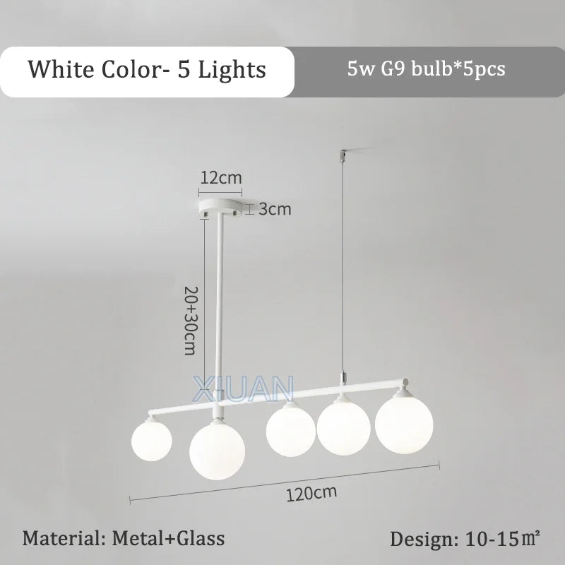 Pastoral Dining Table Pendant Lamps Long Hanging Light for Living Room Kitchen Restaurant Chandelier Fixtures Milky White Glass