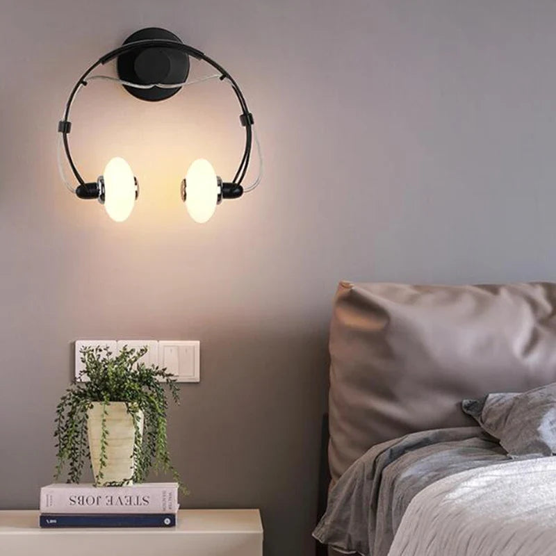 Applique murale LED créative en forme de casque audio