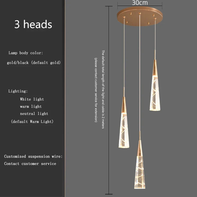 lustre moderne suspendu à branches avec longue ligne à led