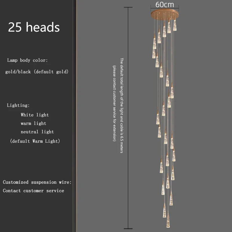 lustre moderne suspendu à branches avec longue ligne à led