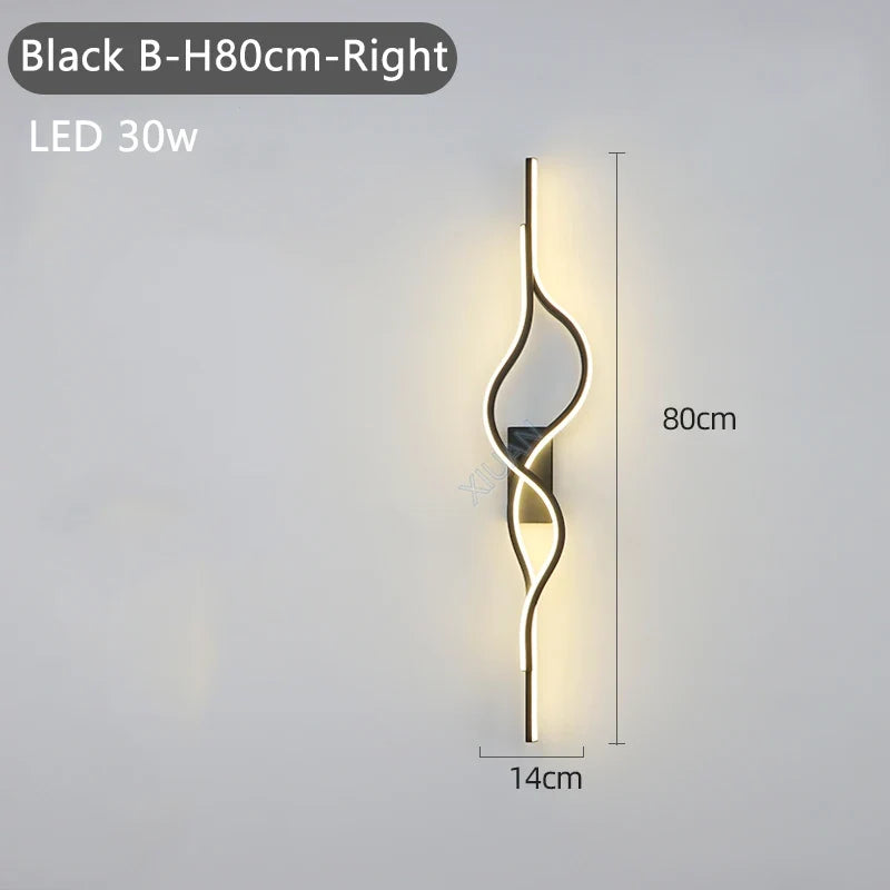 Modern Living Room Long Wall Lights with Anlter Design Gold Black TV Background Decorative Wall Lamp for Bedroom Remote Control