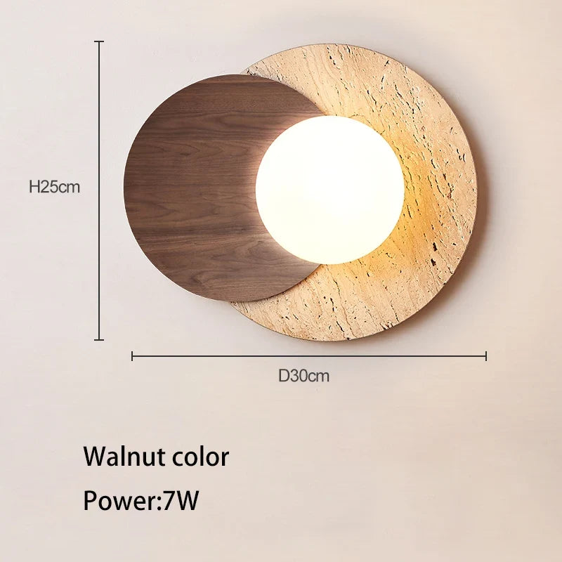 Applique murale design ronde Led Style pierre couleur crème