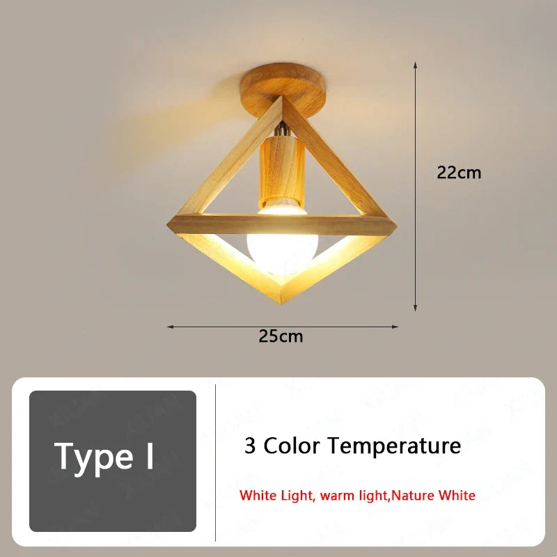Plafonnier en bois nordique pour couloir entrée balcon couloir vestiaire Illuminaire 3 température de couleur en bois LED allée lumière