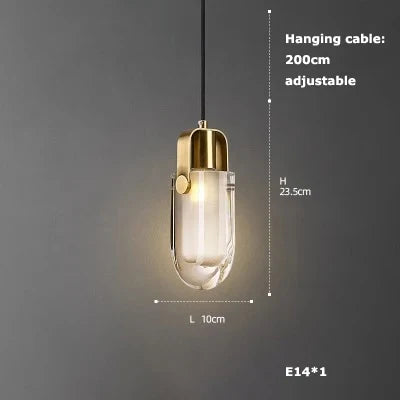 lustre en verre LED avec ceinture en cuir rétro moderne