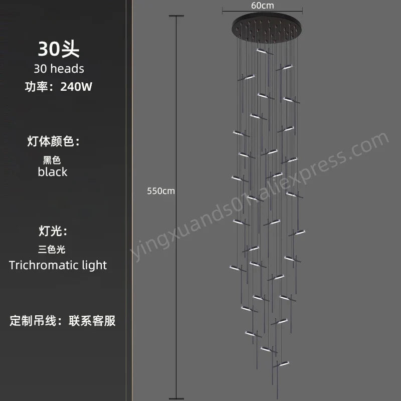 lustre moderne suspendu en acrylique design créatif 2023 à LED
