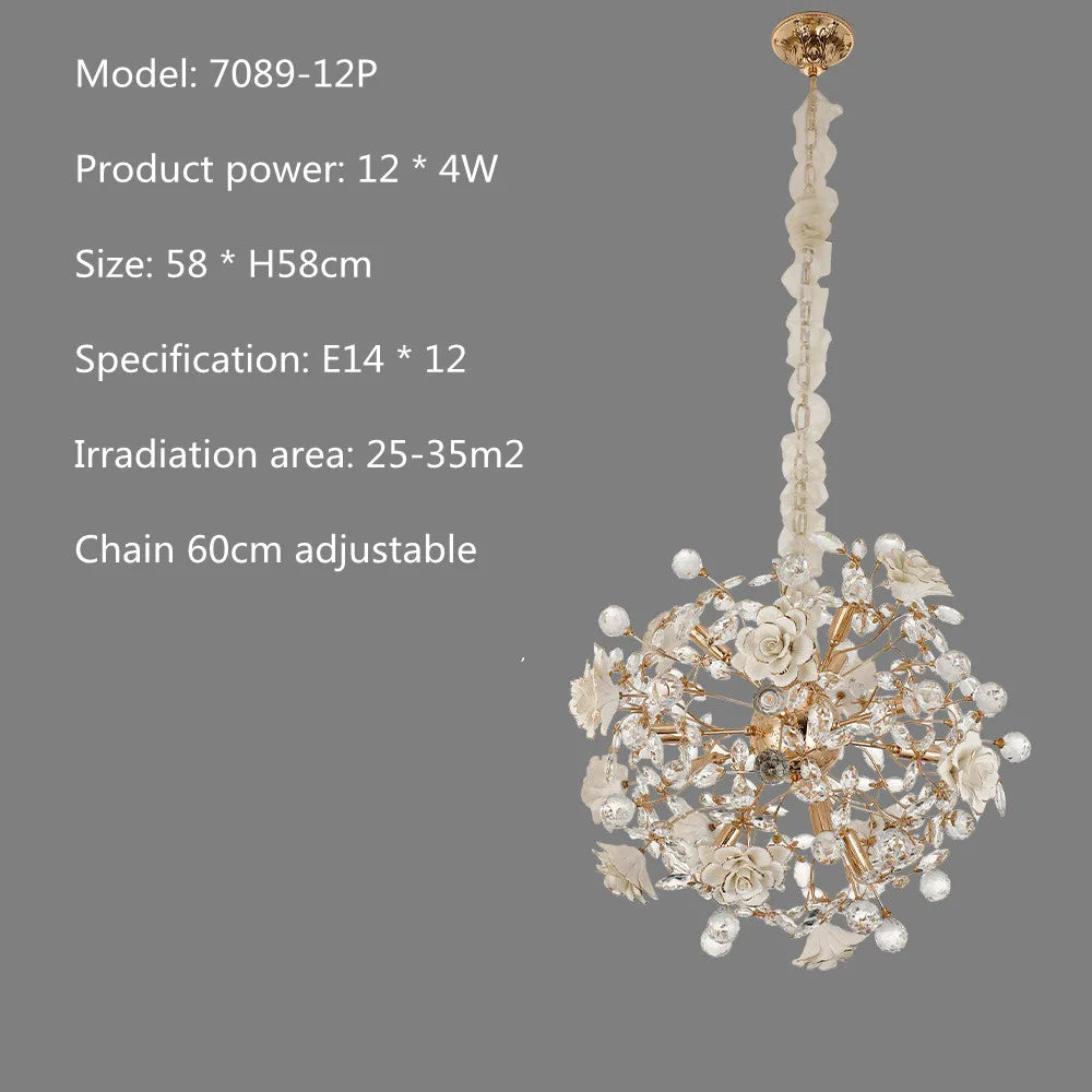 Lustre céramique blanc fleurs décoration