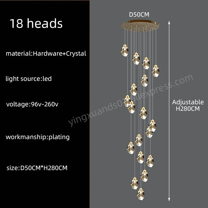 lustre en cristal nordique style loft pour intérieur moderne