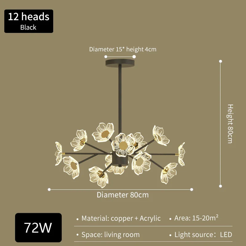 lustre moderne en fleurs pour décoration intérieure élégante