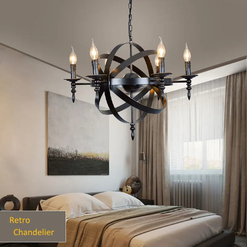 lustre industriel rétro globe en fer style loft américain